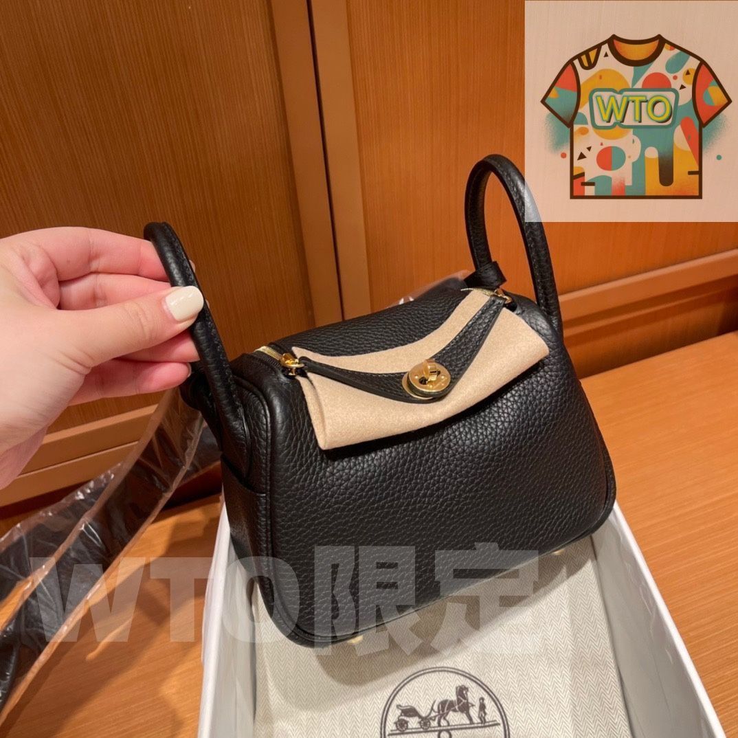 エルメス mini lindy ブラック ゴールド バックル レディース ハンドバッグ｜ ｜