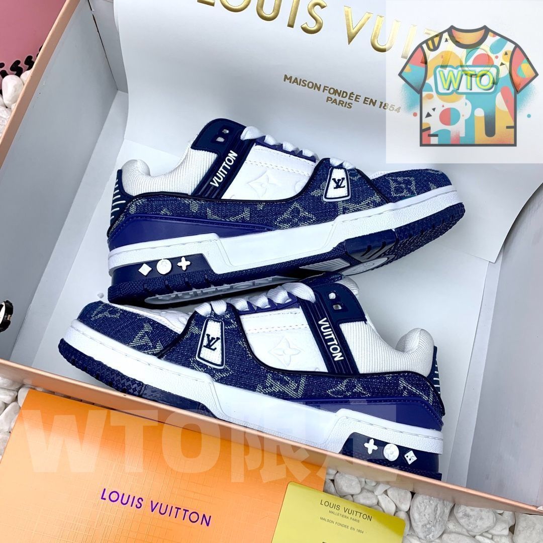 LOUIS VUITTON Trainer デニムレザーカジュアルロートップファッションスニーカー｜ ｜
