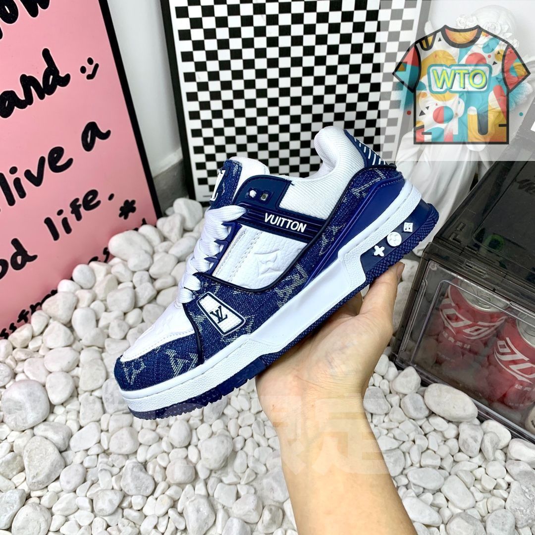 デニムレザーカジュアルロートップファッションスニーカー｜ ｜