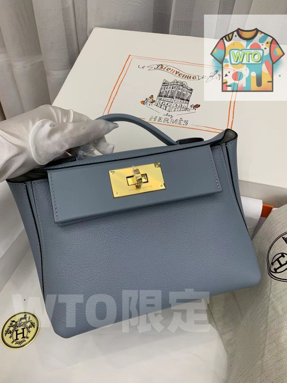 エルメス リネンブルーのレディースハンドバッグ｜ ｜