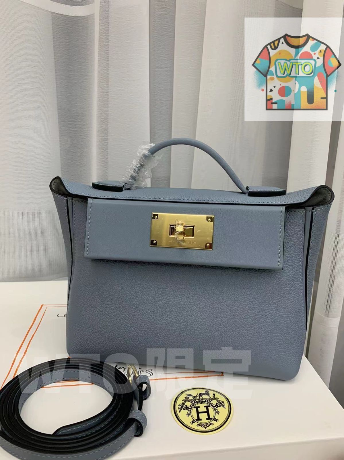 エルメス リネンブルーのレディースハンドバッグ| |