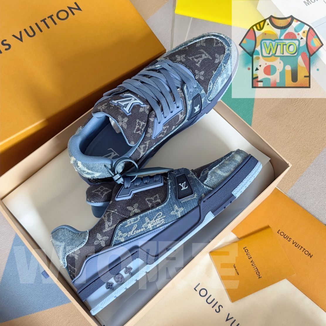 Louis Vuitton trainer レトロブルーのロートップファッショナブルなカジュアルシューズ| |