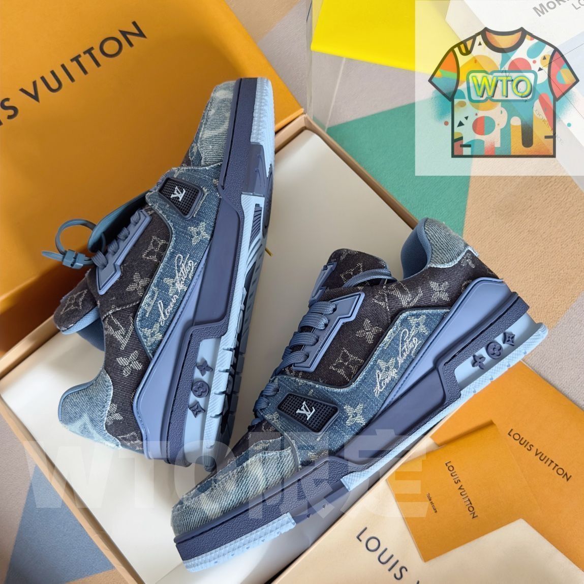 Louis Vuitton trainer レトロブルーのロートップファッショナブルなカジュアルシューズ｜ ｜ ODELLYA_COM