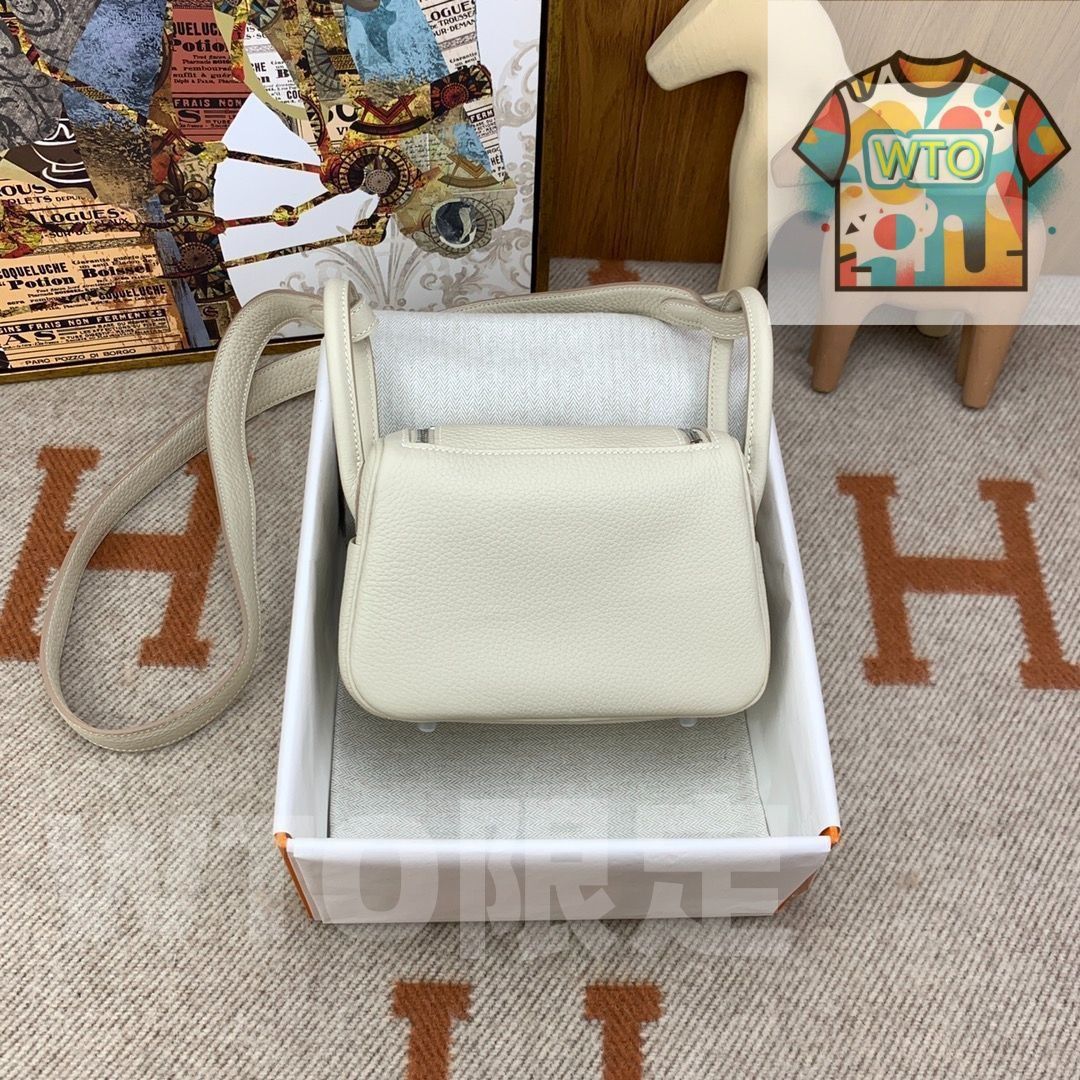 エルメス mini lindy clemence ミルクシェイク シルバー バックル レディース クロスボディ バッグ｜ ｜