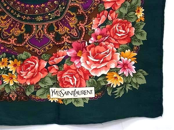 □美品□ YVESSAINTLAURENT イヴサンローラン シルク100% 大判