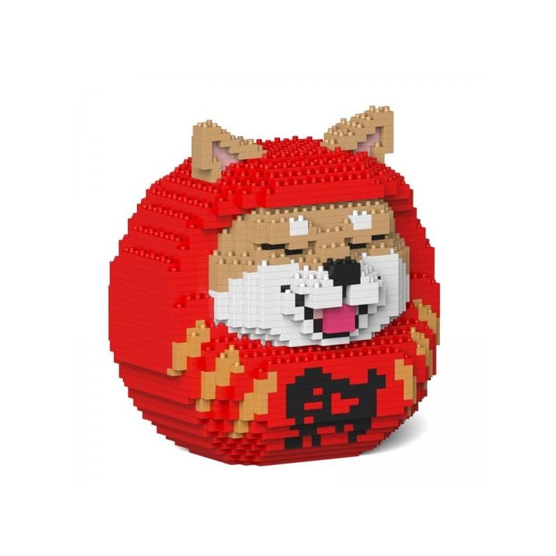 リアルな動物オブジェを作れる ブロックおもちゃ 柴犬だるま 18. .6×高さ20.4 cm ネジで固定する丈夫なブロック 大人向け 立体パズル 崩れない インテリア小物 JEKCA エンヴェールヘルック