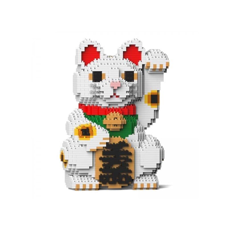 リアルな動物オブジェを作れる ブロックおもちゃ 本物そっくり 招き猫 20.6×15×高さ28.3cm ネジで固定する丈夫なブロック 大人向け 立体パズル 崩れない インテリア小物 JEKCA エンヴェールヘルック