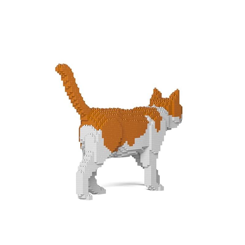 リアルな動物オブジェを作れる ブロックおもちゃ お散歩している 茶ハチワレ猫さん 41 3 8 1 高さ28 cm ネジで固定する丈夫なブロック 大人向け 立体パズル 崩れない インテリア小物 JEKCA エンヴェールヘルック