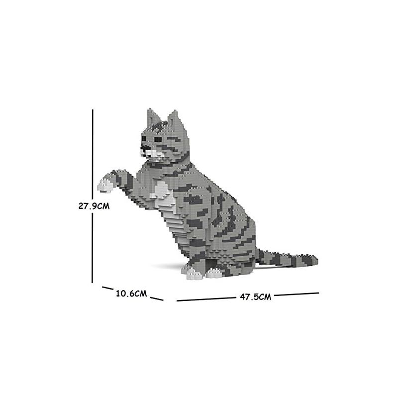 リアルな動物オブジェを作れる ブロックおもちゃ ちょうだいする サバトラ猫さん 47 5 10 6 高さ27 9 cm ネジで固定する丈夫なブロック 大人向け 立体パズル 崩れない インテリア小物 JEKCA エンヴェールヘルック