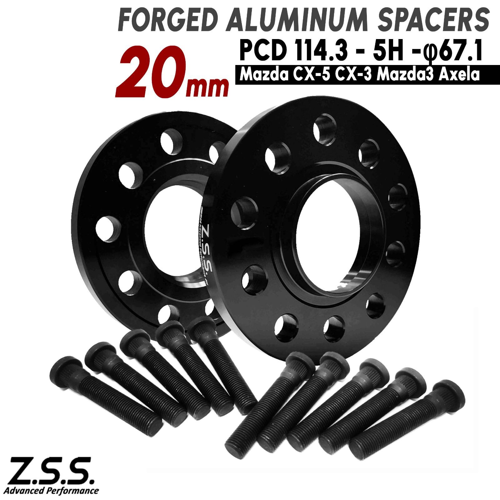 Z S AP 交換用ハブボルト付き マツダ プレマシー Premacy 1999 2018 P 8 W CR 3 CWFFW 20 mm スペーサー PCD 114 5穴 67 1φ