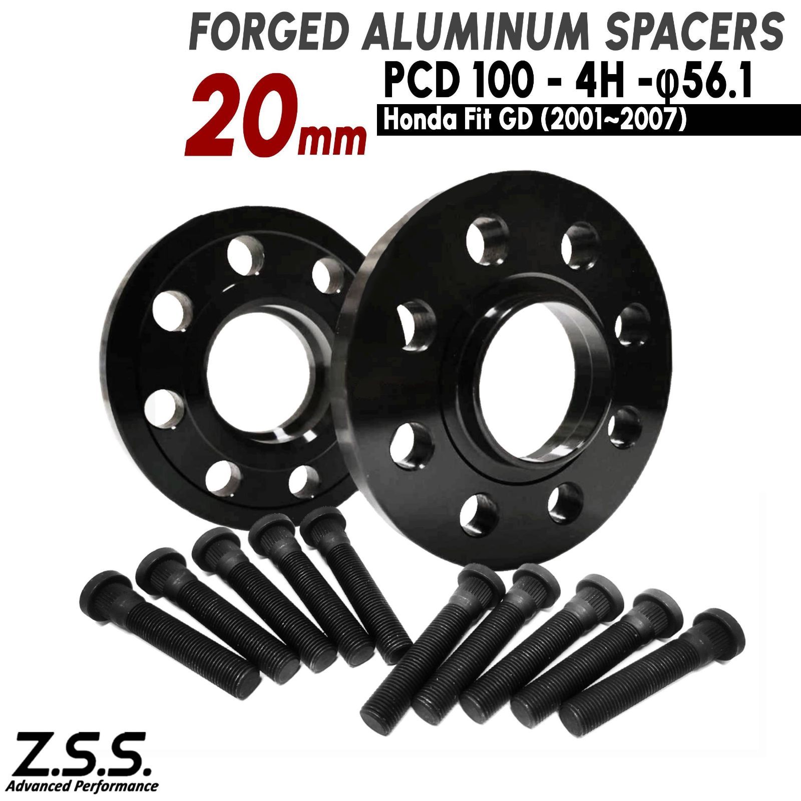 Z S AP 交換用ハブボルト付き ホンダ フィット Fit GE GK GR系 2008 厚み 20 mm スペーサー PCD 100 4穴 ハブ径 56 1φ ZSS