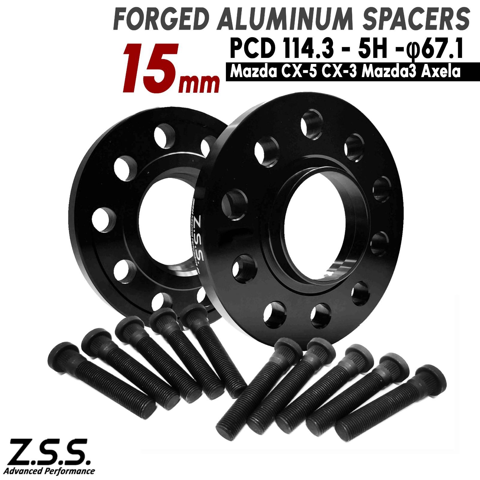 Z S AP 交換用ハブボルト付き マツダ CX 60 2025 KH 5 P 8 2 厚み 15 mm スペーサー PCD 114 3 5穴 67 1φ Mazda ZSS