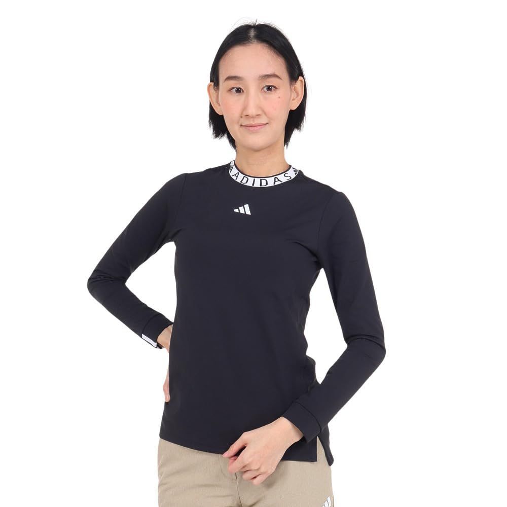 アディダスゴルフ ゴルフポロシャツ COLD RDY ジャガード モックネック L Sストレッチシャツ レディース ブラック