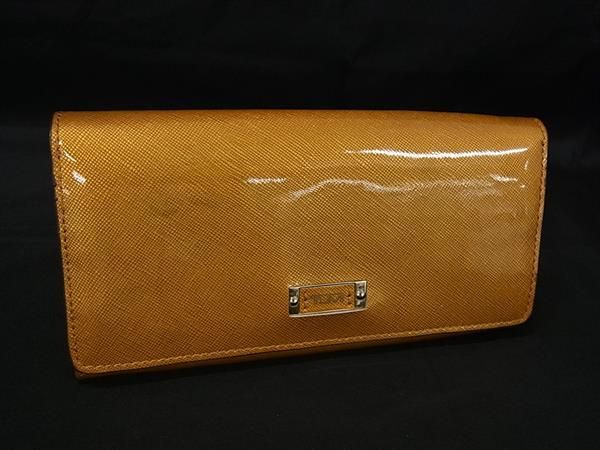 【未使用・箱付き】TUMI トゥミ 長財布 ロングウォレット イエローライン □美品□ TUMI トゥミ パテントレザー 二つ折り 長財布 ウォレット