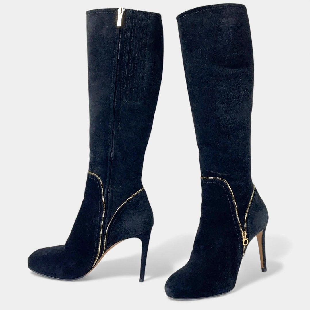 サルヴァトーレ フェラガモ ロングブーツ ガンチーニ ブラック スエード