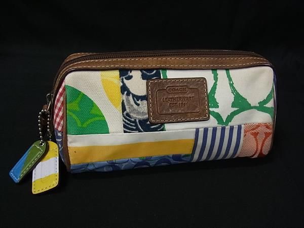 COACH コーチ シグネチャー キャンバス×レザー ポーチ マルチケース
