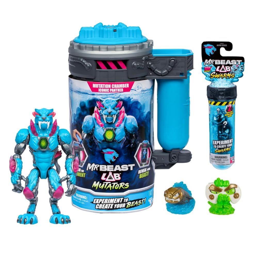 INCREDITOYZ Mr. Beast Lab Mutators 5.5インチ コレクターミューテーションチャンバー アイコニックパンサー ミステリーマイクロビーストスウォーム2個付き ミステリーコレクターフィギュアギフトセット