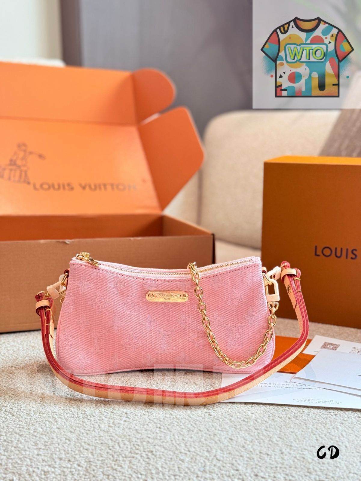 今日 Louis Vuitton Pink Denim Mahjong Bag ルイ ヴィトン ピンクデニム マージャン バッグ
