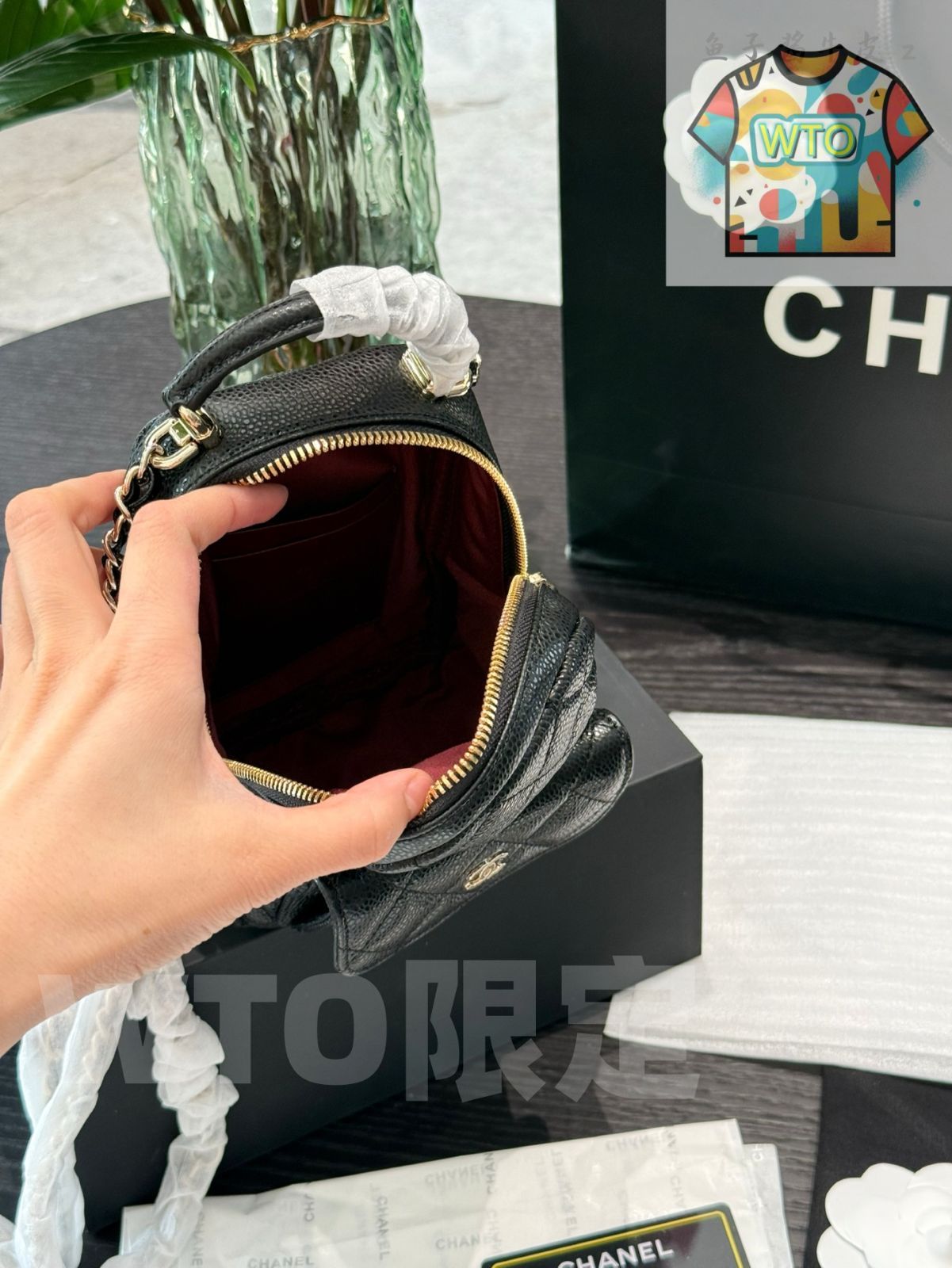  今日 Chanel 24 c Black Durable Leather Adjustable Mini Double Shoulder Bag ショルダーバッグ ショルダーバッグ