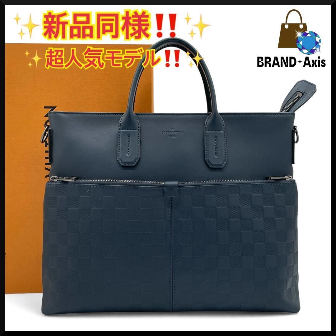 ルイヴィトン ダミエ アンフィニ 7DW ネイビー コスモス ハンドバッグ ビジネスバッグ メンズ N41567