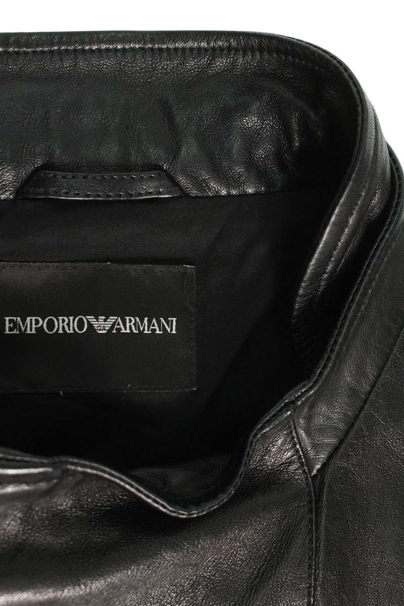 エンポリオアルマーニ シングルライダースレザージャケット メンズ 50