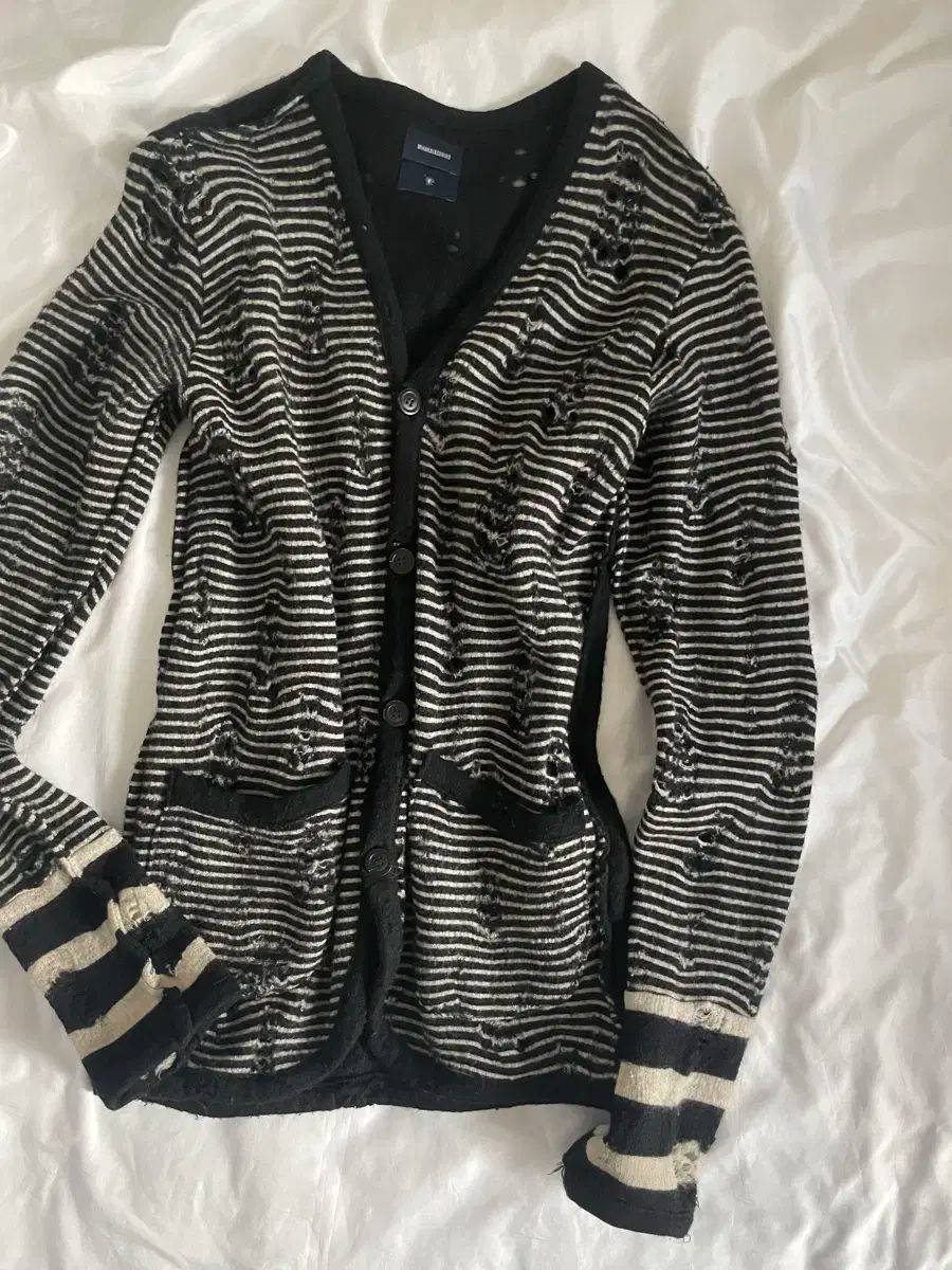 ヴィンテージ mihara yasuhiro ダメージ ストライプ カーディガン ニット