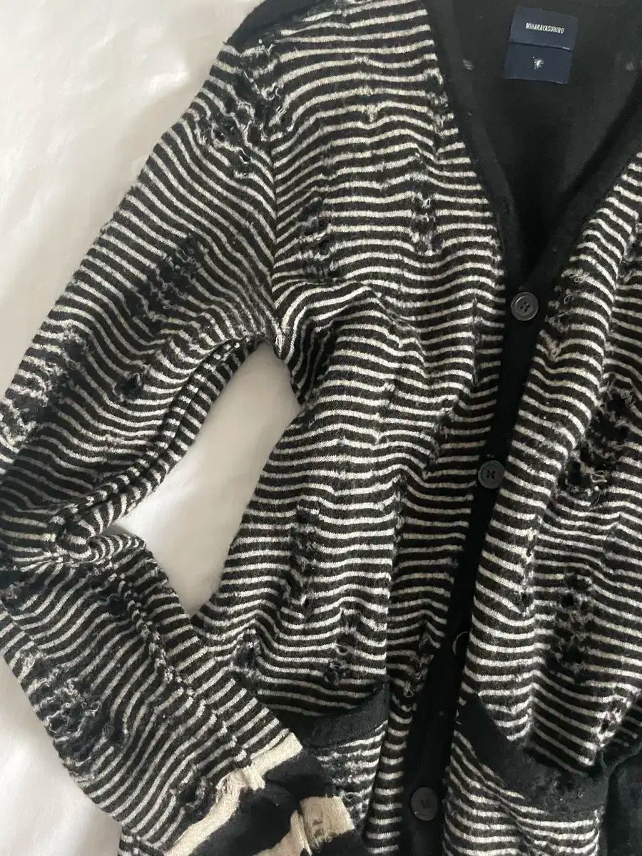 ヴィンテージ mihara yasuhiro ダメージ ストライプ カーディガン ニット