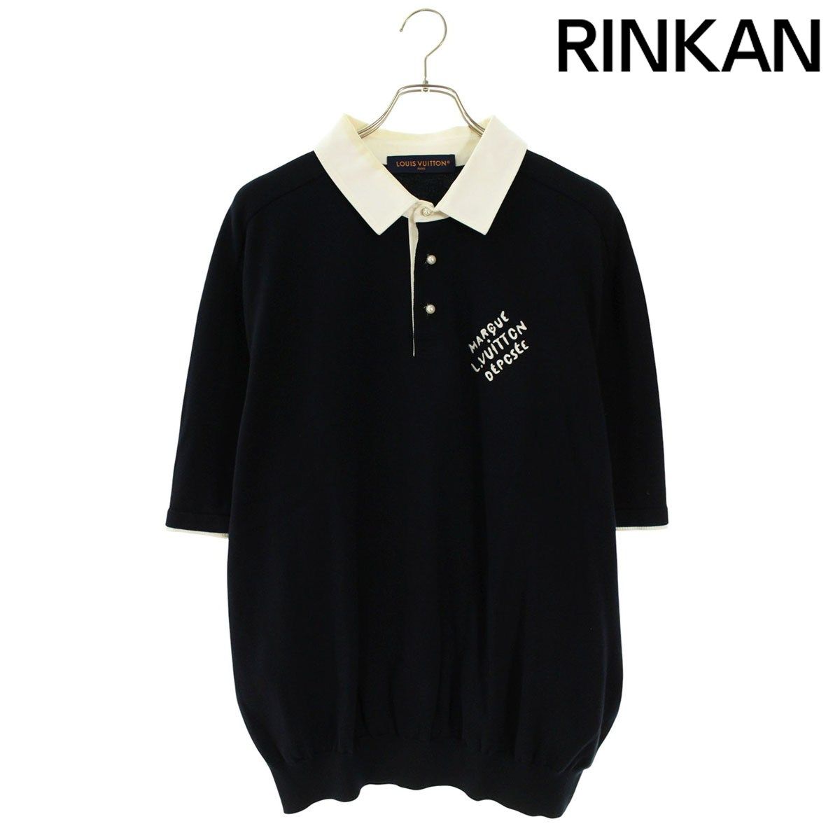 ルイヴィトン 24AW RM242MM F77 HRN14W パールボタンコットン半袖ポロシャツ メンズ XL