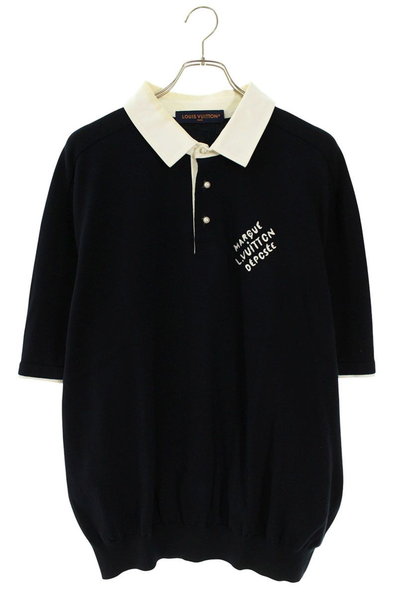 ルイヴィトン 24 AW RM 242 MM F 77 HRN 14 W パールボタンコットン半袖ポロシャツ メンズ XL