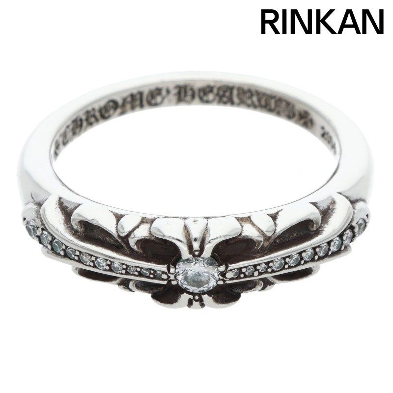 クロムハーツ BABY CLSC P D ベイビークラシックフローラルクロス PAVEダイヤ シルバーリング メンズ 19号