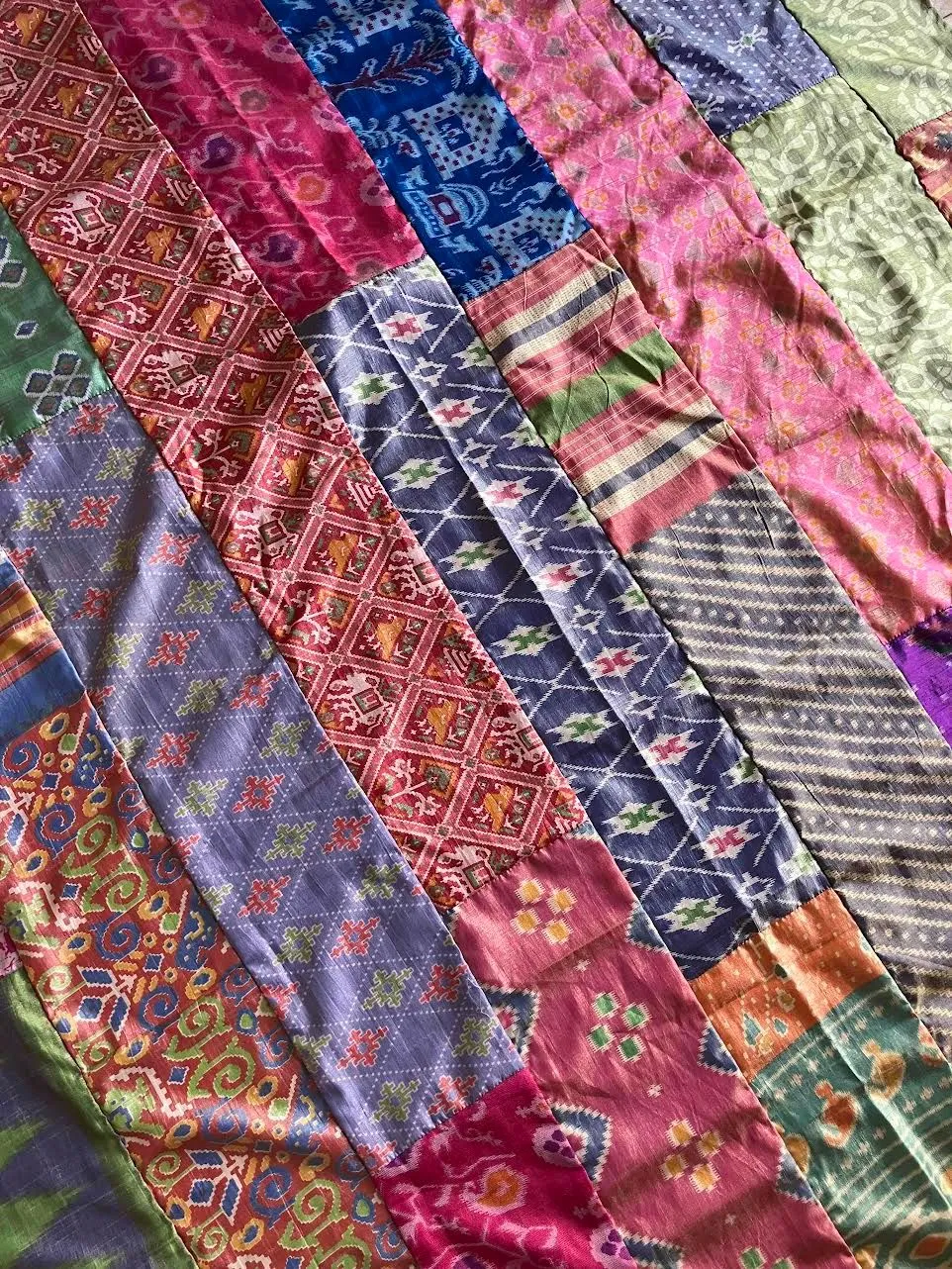 Silk Pachwork Curtain インドサリー #A22 シングル Silk Pachwork
