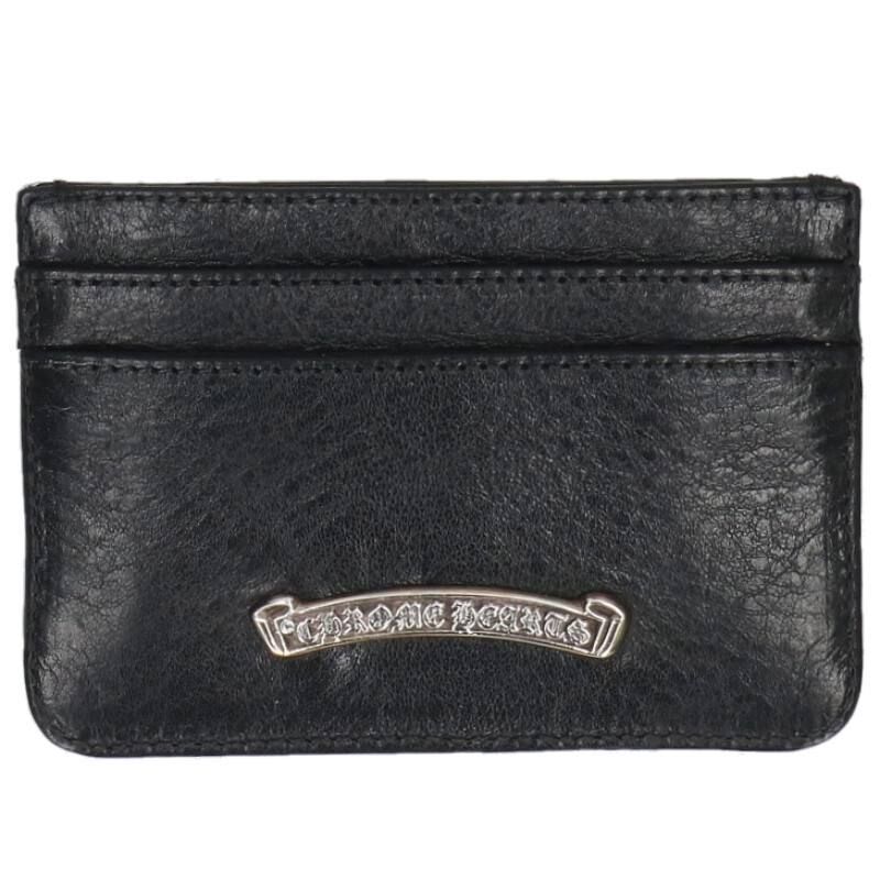 クロムハーツ DOUBLE SIDE ダブルサイド スクロールラベル付きレザーカードケース メンズ