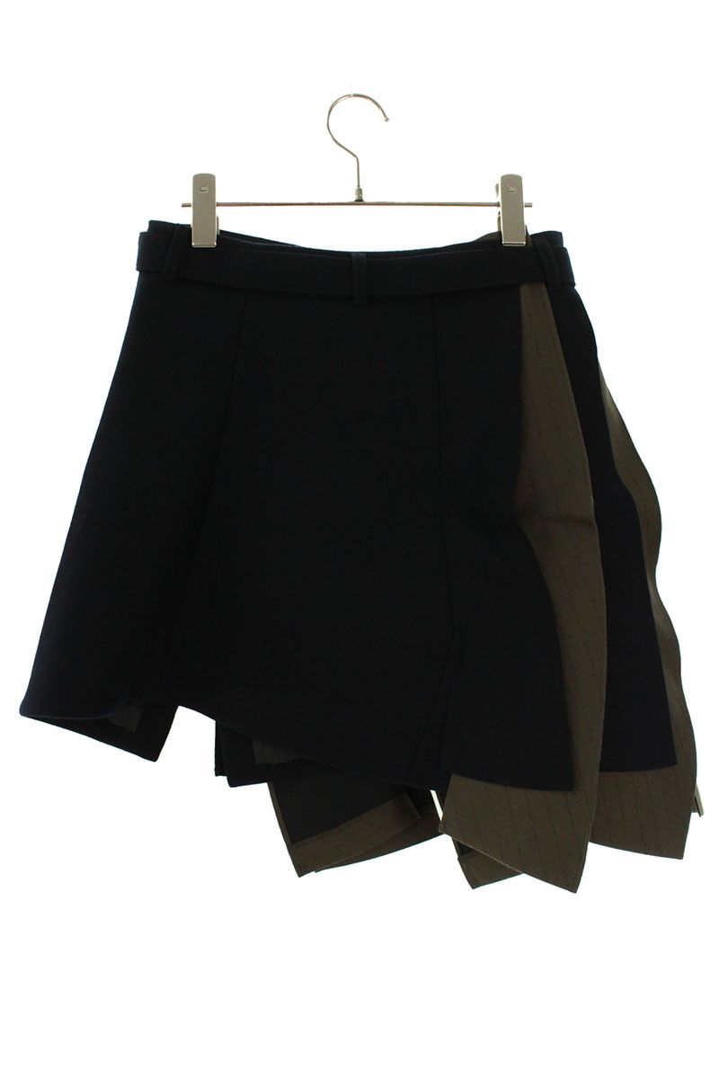 新品未使用Sacai ウール メルトン レース ドッキング スカート 24AW sacai メルトンスカート 美品❁24AW sacai レースドッキング