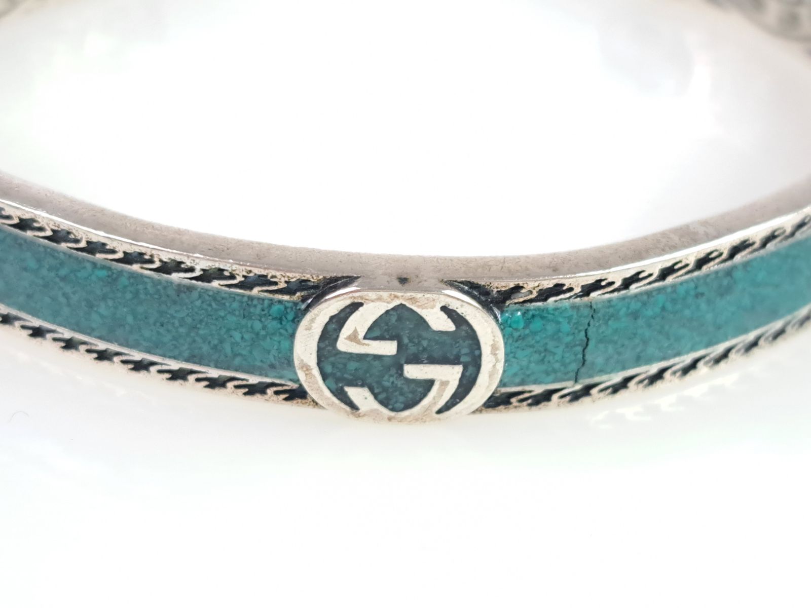 グッチ GUCCI インターロッキングG ターコイズ バングル ブレスレット 刻印 17 シルバー925 メンズ レディース