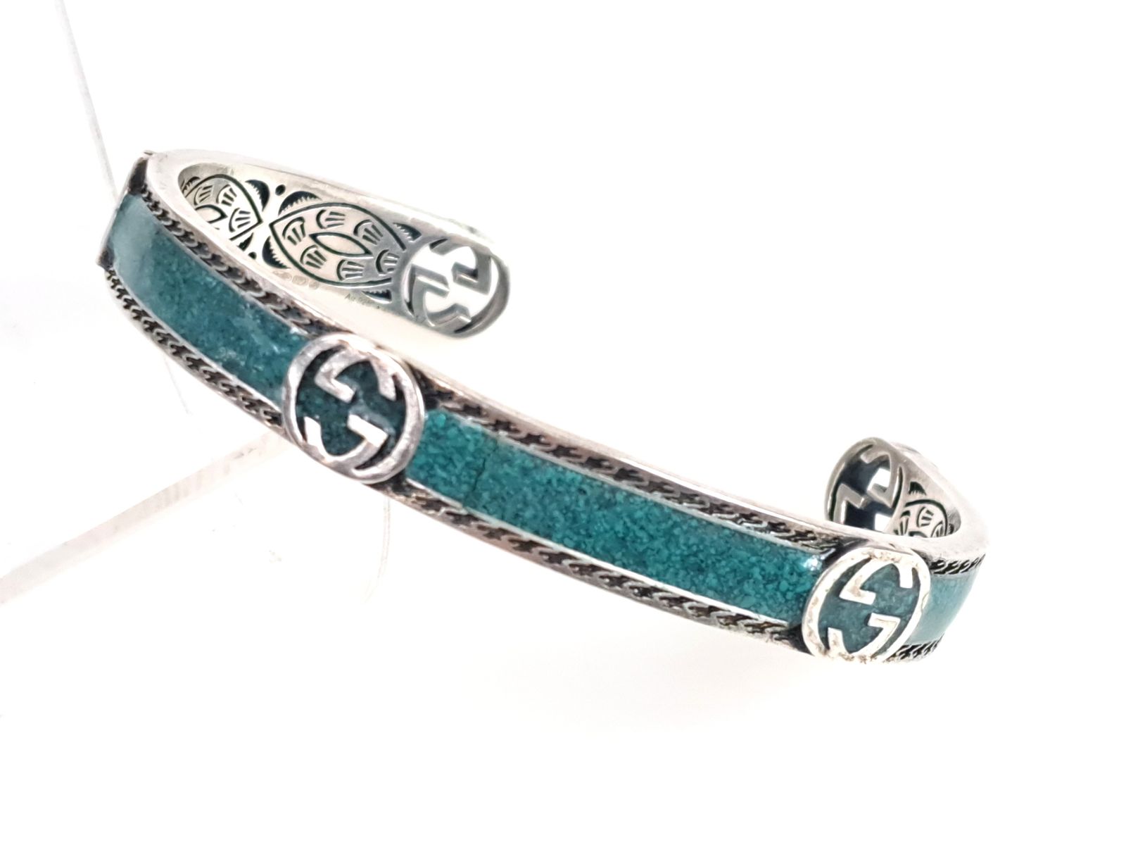 グッチ GUCCI インターロッキングG ターコイズ バングル ブレスレット 刻印 17 シルバー925 メンズ レディース