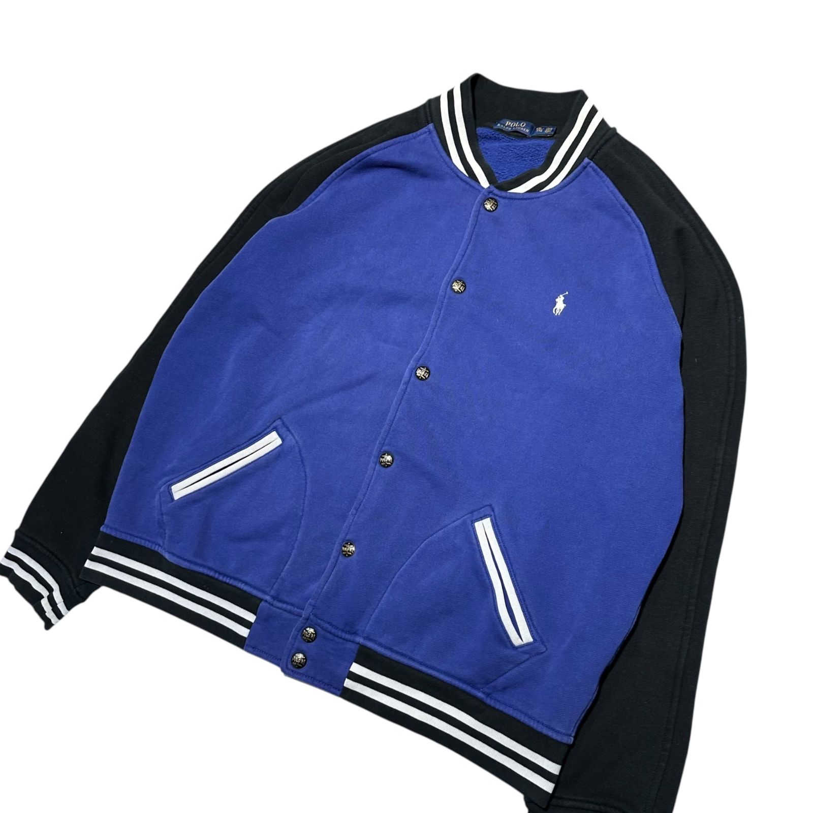 ポロラルフローレン 90s スウェットスタジャン USA製 リメイク バック刺繍 未使用品 Polo Ralphlauren ポロラルフローレン スウェット地バー