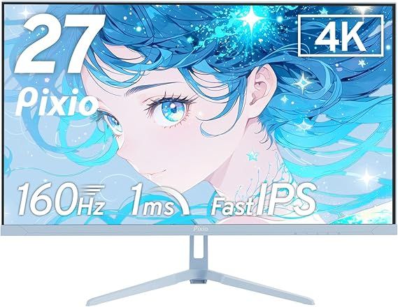 Pixio PX27UWAVEB ゲーミングモニター 27インチ パステルブルー