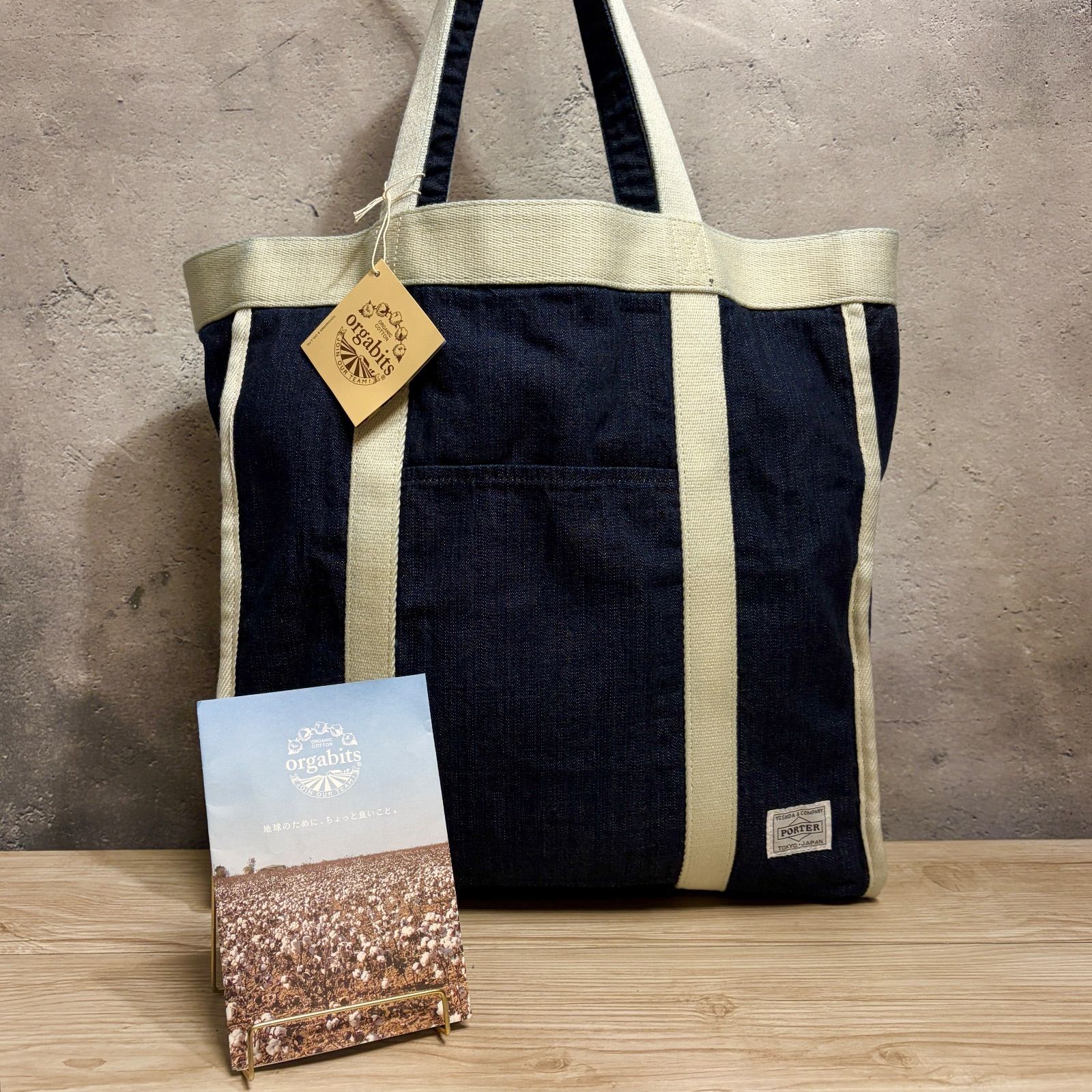 【極美品】PORTER L リバーシブル デニムトートバッグ ユニセックス ✨PORTER STAND TOTE DENIM L リバーシブル✨ 新品未使用 ネイビー