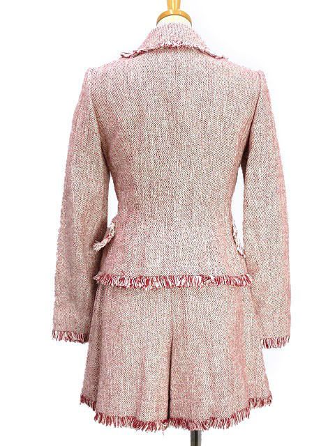 ヴィヴィアンウエストウッドレッドレーベル Vivienne Westwood RED LABEL ツイード セットアップ ショートパンツ ジャケット 2 レッド 赤 オーブボタン フリンジ