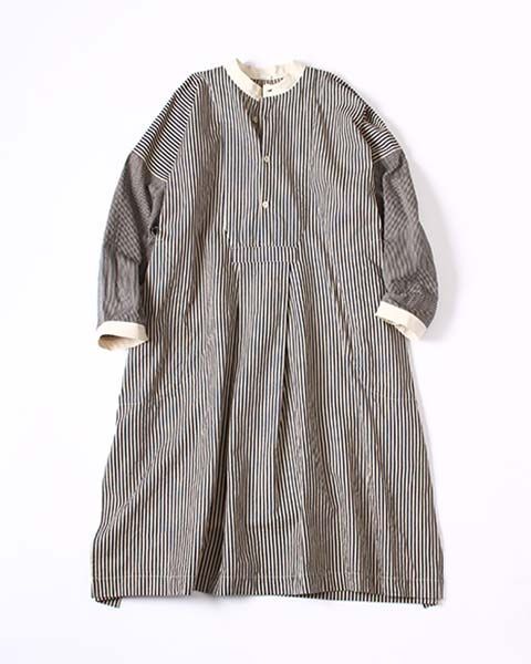 45R オーガニックモンプチヒッコリーDRESS フォーティーファイブ アール コットン ストライプ ワンピース ドレス