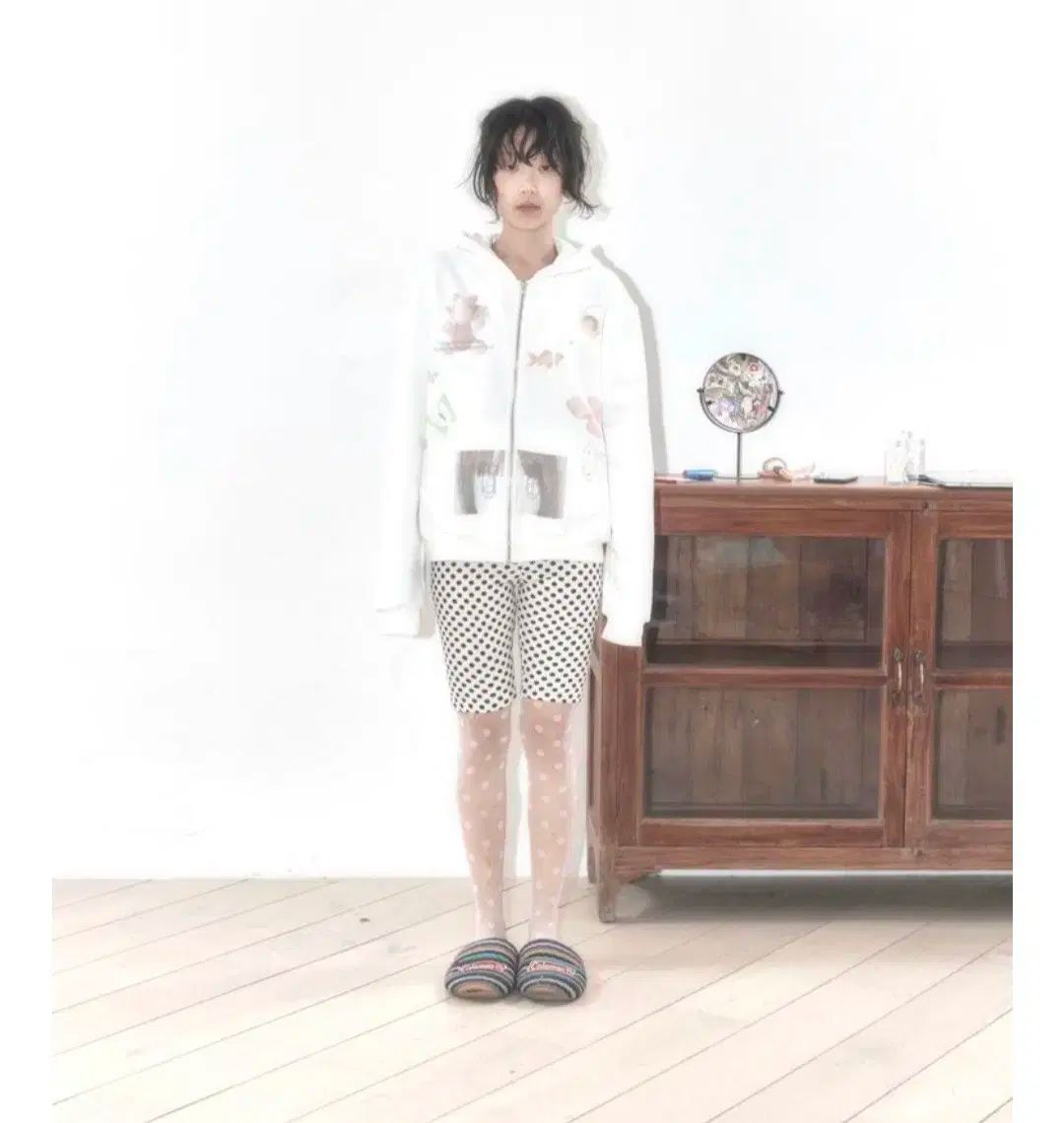 영 마일 ウェア her グラフィック フード ジップアップ