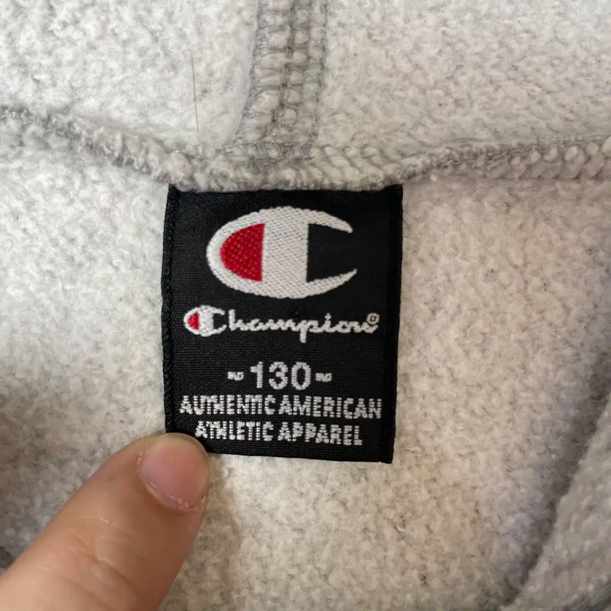 チャンピオン キッズ グレー ビックロゴ ブークレパッチ WHO フーディー Tシャツ 130