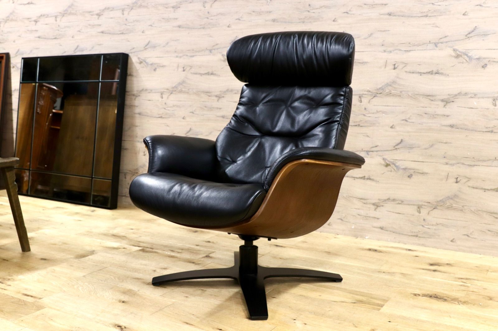 GMIS 331 ニトリ NITORI Nマーシャル 黒 本革 リクライニングチェア パーソナルチェア シングルソファ ラウンジチェア 定価10 9万