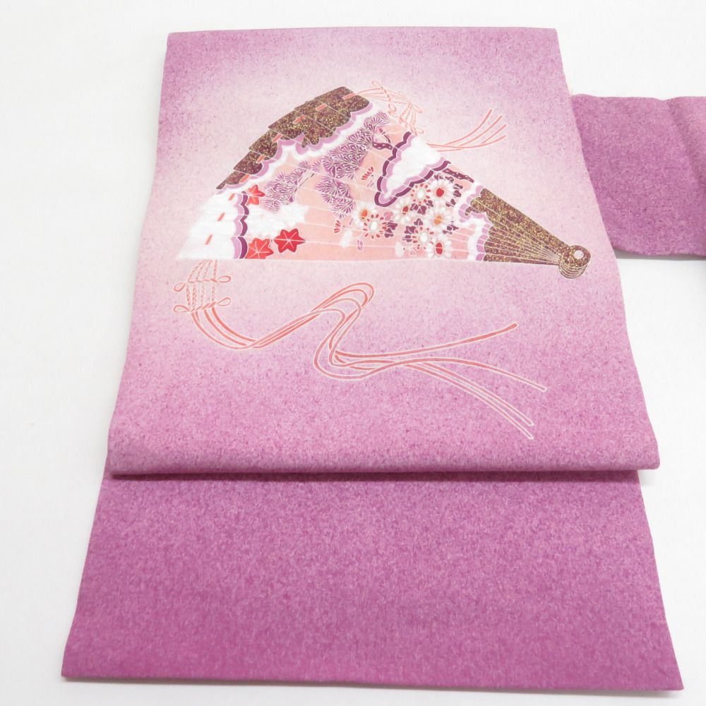 夏用 名古屋帯 【山口美術織物】 正絹 絽 塩瀬 お太鼓柄 五泉地 紫色