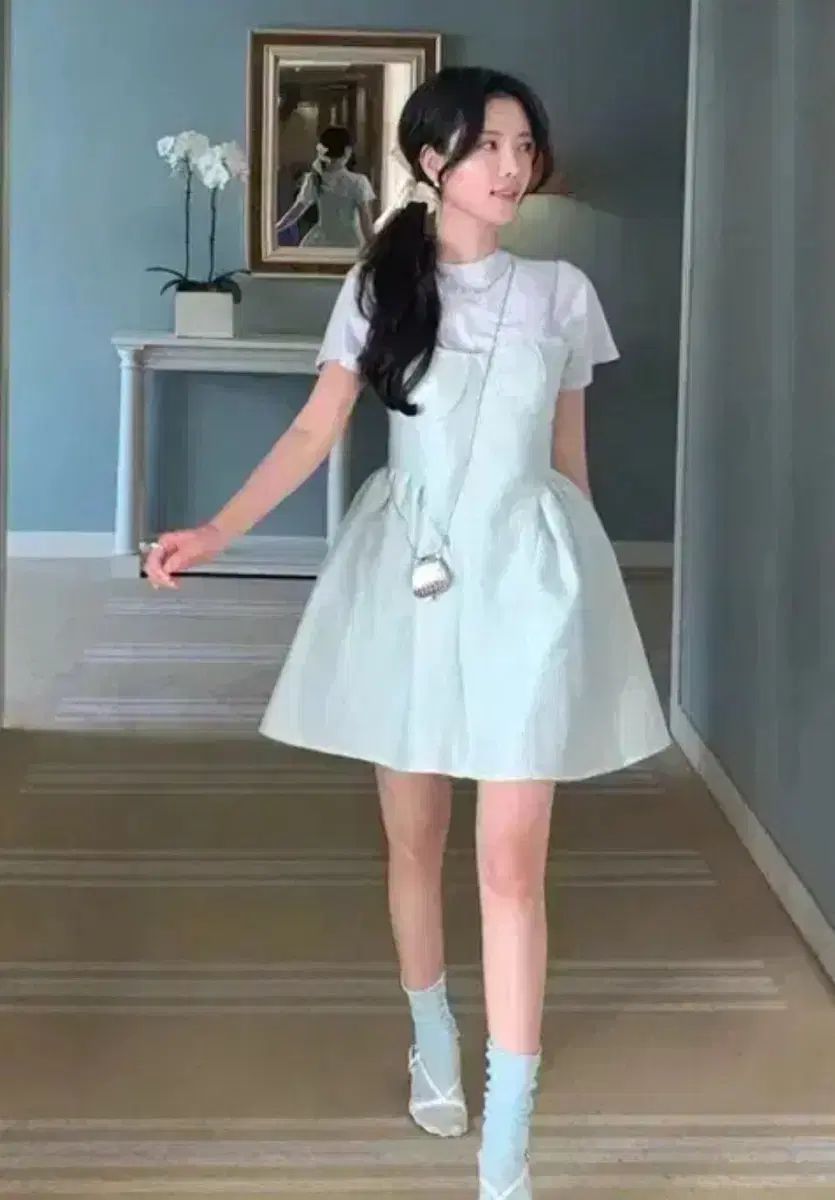 Fine フラワー ジャカード ミニドレス クロップドTシャツ コーディネートセット