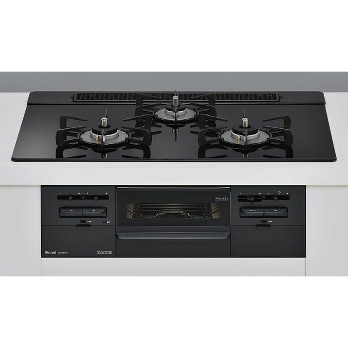 リンナイ ビルトインガスコンロ SENCE センス 75 cm プロパンガス用 ガラストップ シアーブラック LPG