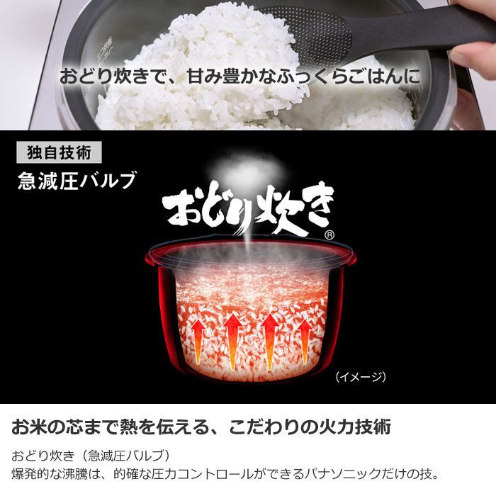 パナソニック 炊飯器 5 5合炊き 圧力IH炊飯器 おどり炊き 可変圧力IHジャー炊飯器 SR N 310 D W ホワイト エコ炊飯 少量 玄米 保温