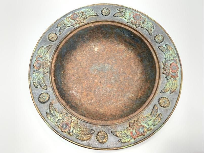 レトロ灰皿 貴重 鉄器 博堂 灰皿 菊桐 骨董 ヴィンテージ アンティーク