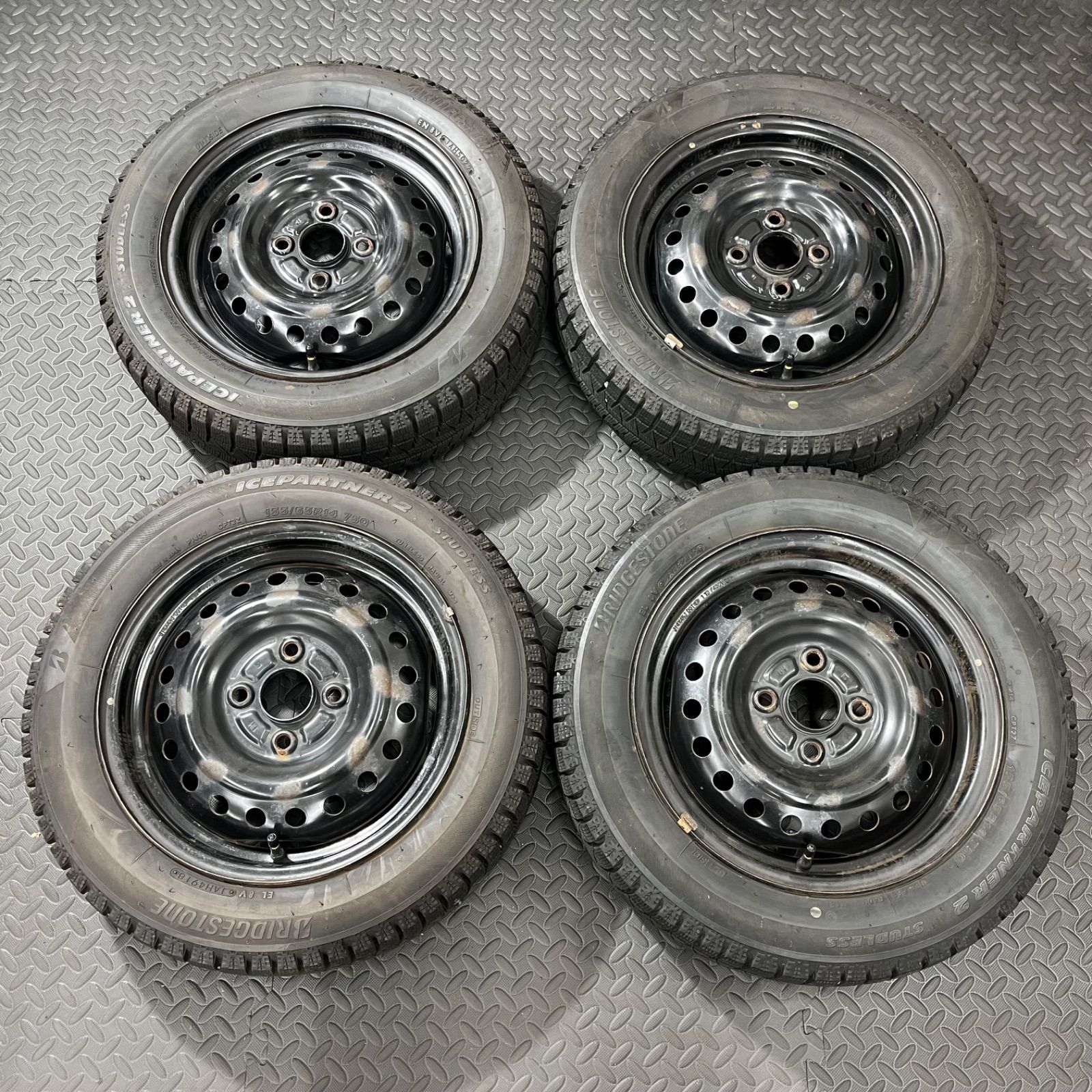 18 19 22年製 155 65 R 14 ブリヂストン アイスパートナー2 ダイハツ タント ムーヴ ミラ コンテ スタッドレスタイヤ 1201 E
