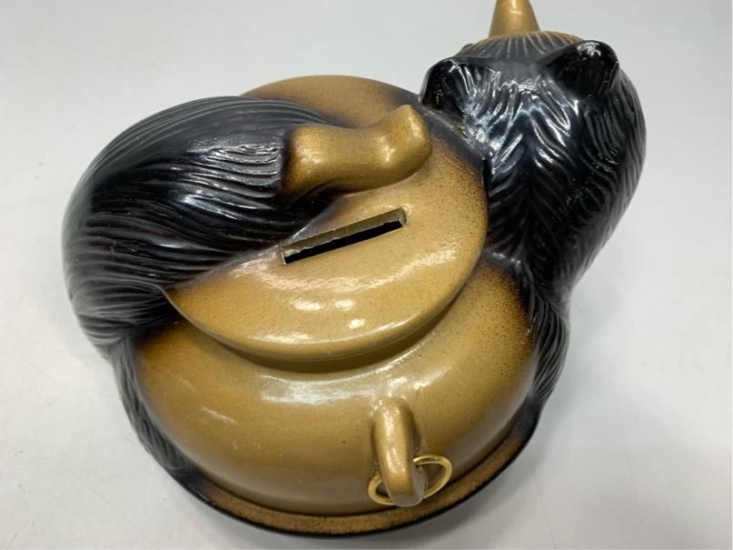 希少 たぬき 貯金箱 狸 陶器 縁起物 昭和レトロ アンティーク